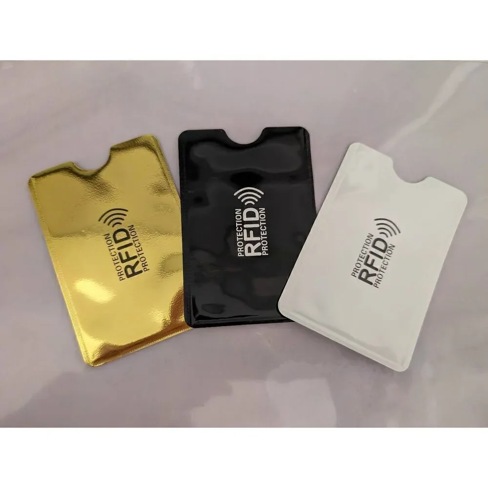 6 Pcs RFID Card Gold, Silver Iridescent, Silver, Black, Blue Sleeves